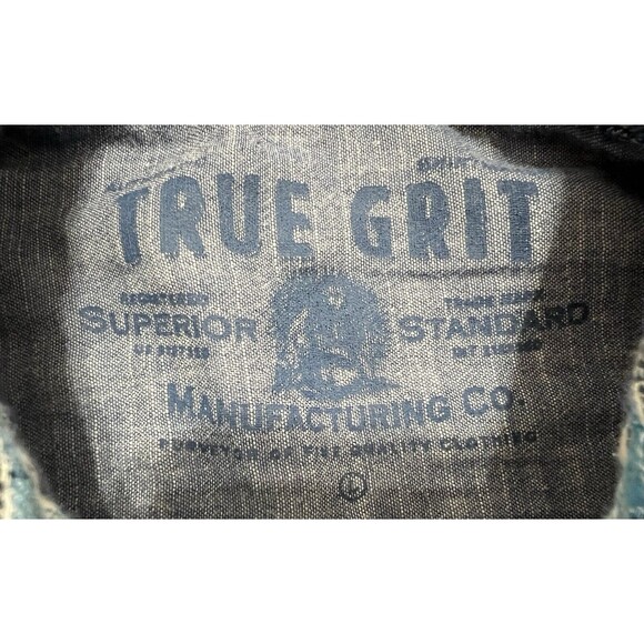 True Grit Button Up Shirt Mens Large Blue Red Plaid Flannel Long Sleeve Western - Picture 6 of 15